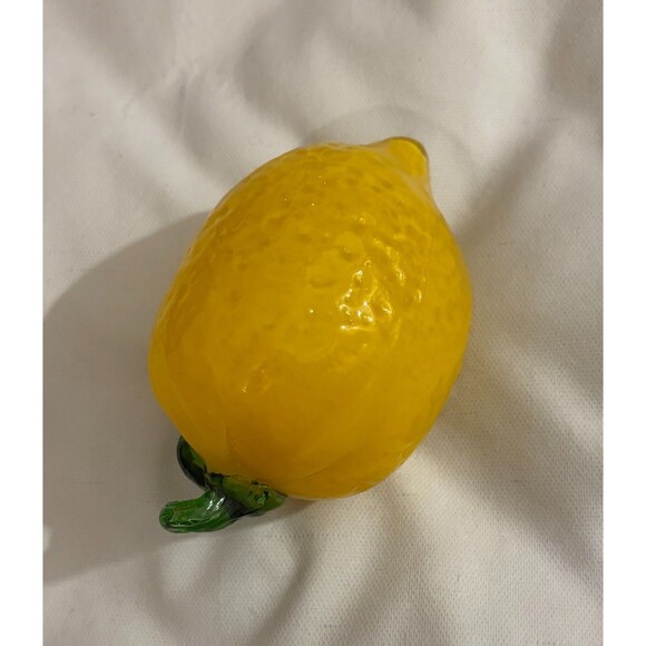Vintage Murano Style Lemon Hand Blown Glass Yellow 5” Textured Realistic Art - Picture 4 of 4